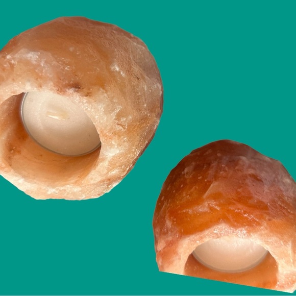 💋 4 FOR $50 / Set of 2 Himalayan Pink Rock Salt Tea-light Candle Holders - Picture 10 of 10